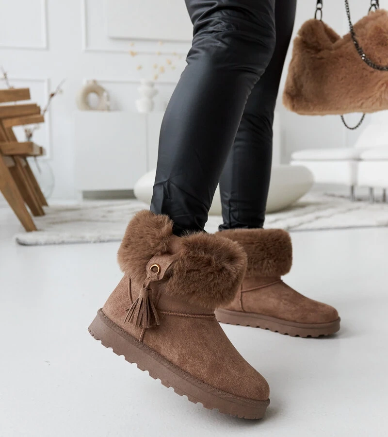 Cizme de iarnă căptușite cu blană Geradino maro