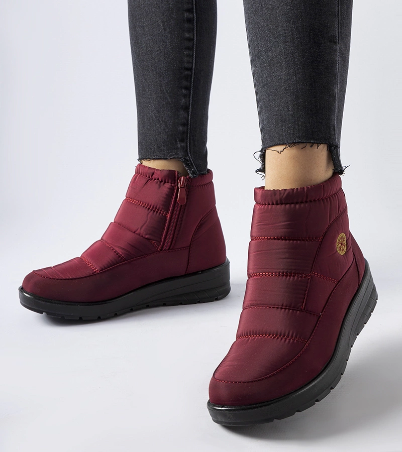 Cizme de zăpadă bordo cu talpă joasă Vittore