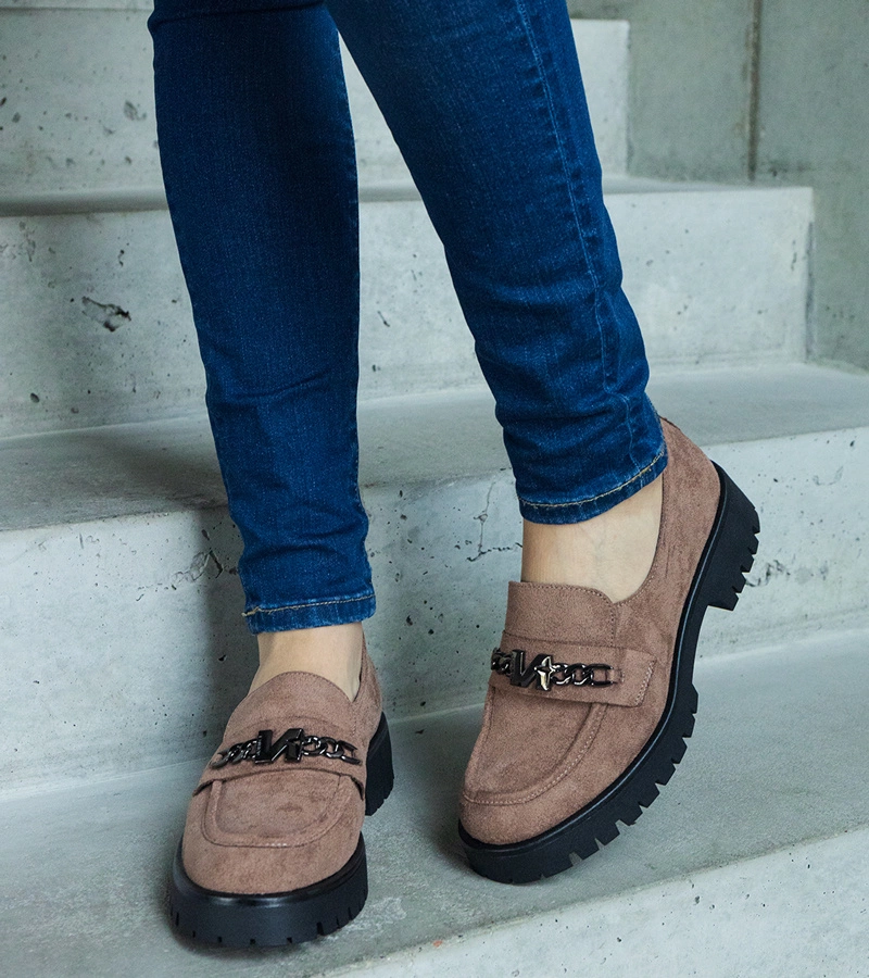 Mocasini de piele intoarsă maro VINCEZA