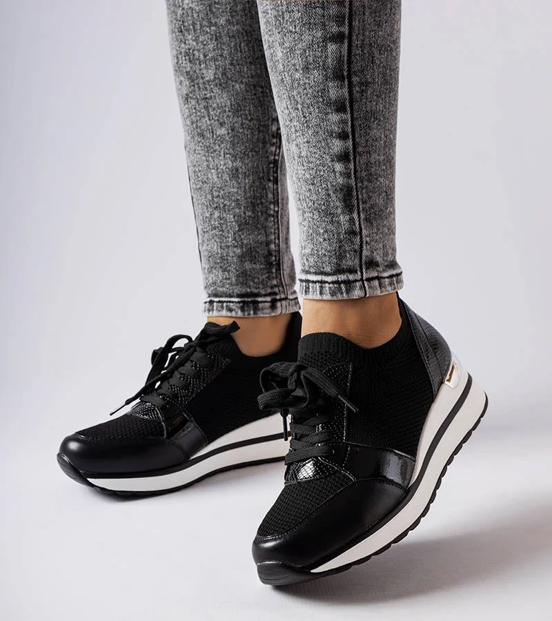 Adidași negri cu tocuri Bellante