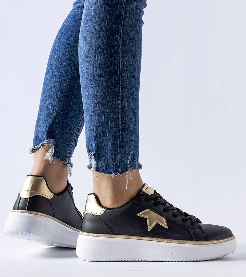 Sneaker sportiv negru-auriu Fraggle