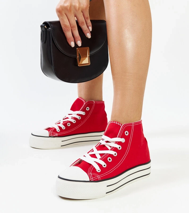 Teniși roșii înalți cu talpă groasă Bagy