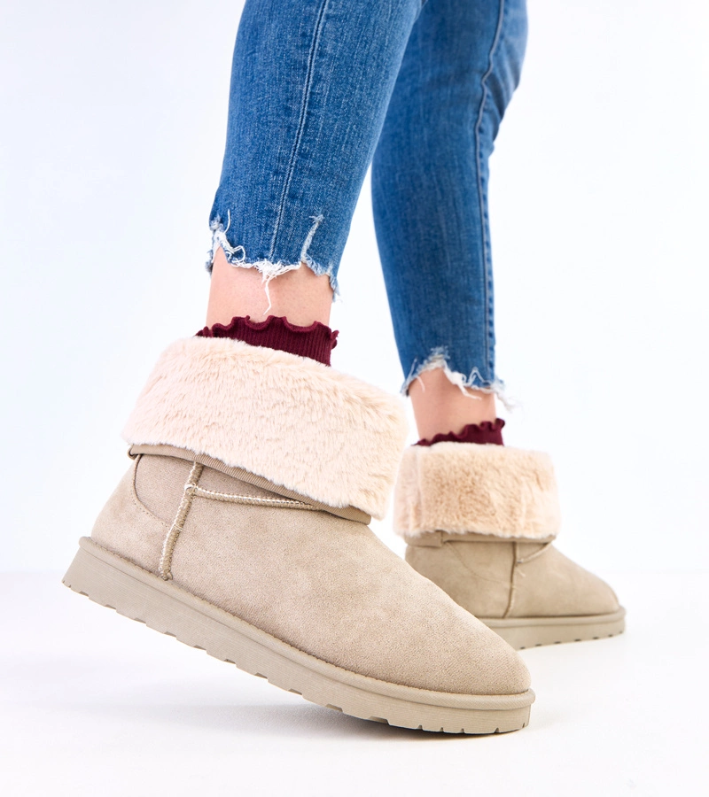 Cizme de zăpadă verzi cu blană pe platformă Meggi