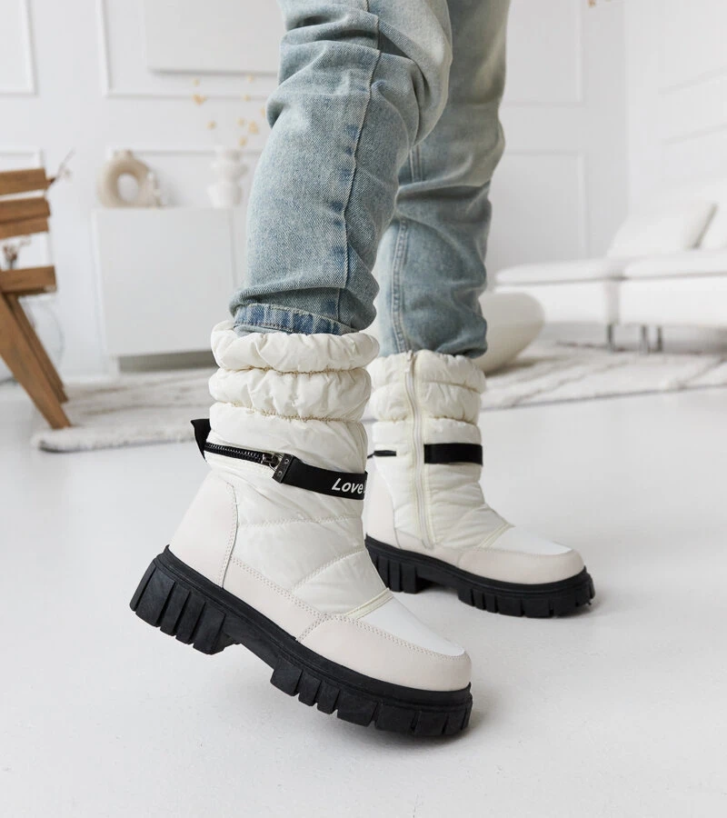 Cizme de iarnă pentru femei, căptușite, în culoarea bej Pulliam