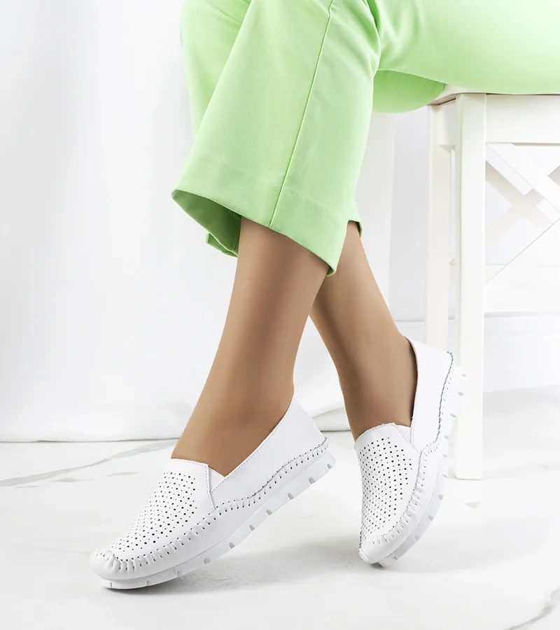 Mocasini din piele albă Juiz