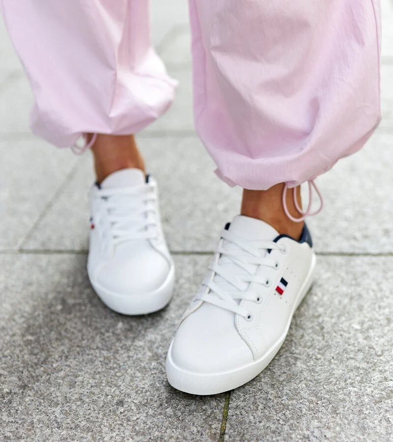 Sneakers albi din piele ecologică Gioya