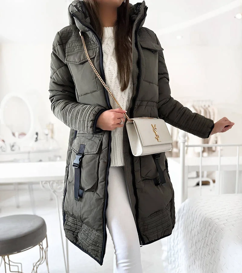 Palton verde matlasat Averie