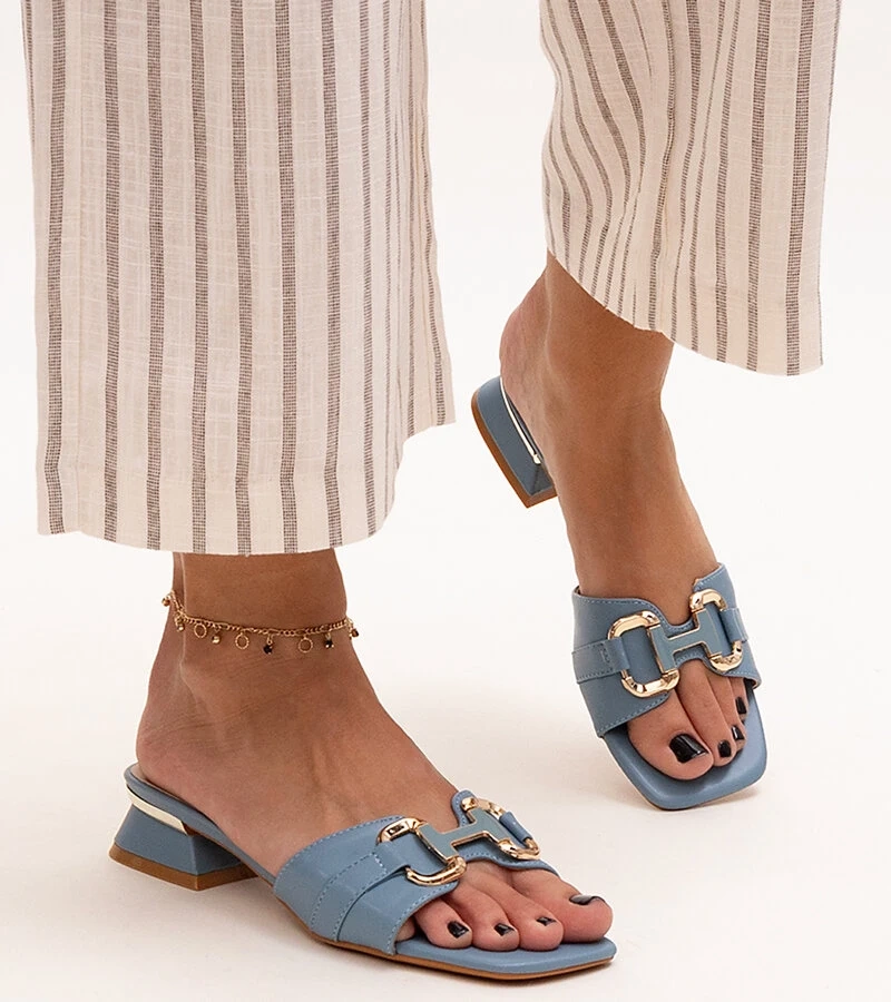 Pantofi cu toc mic și o cataramă decorativă Luara