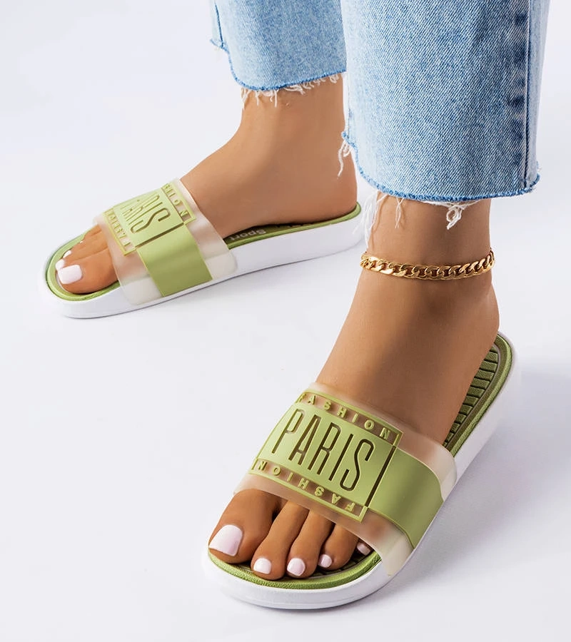 Șlapi de cauciuc verzi Paris