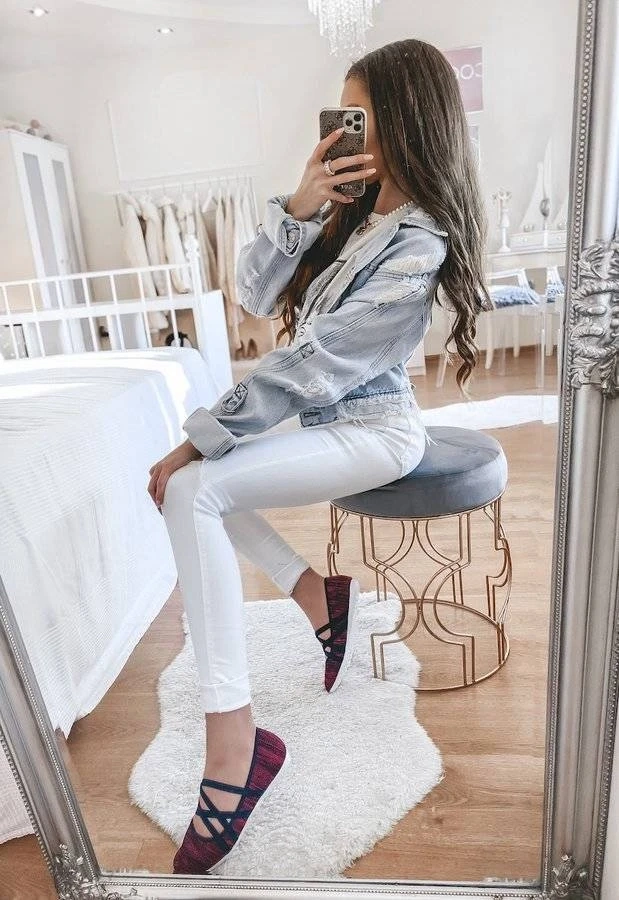 Balerini roz din material textil de Janae