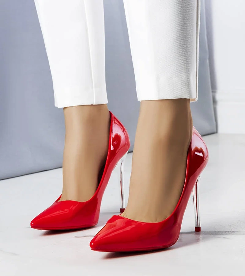 Pantofi stiletto Xavier roșii lăcuiți