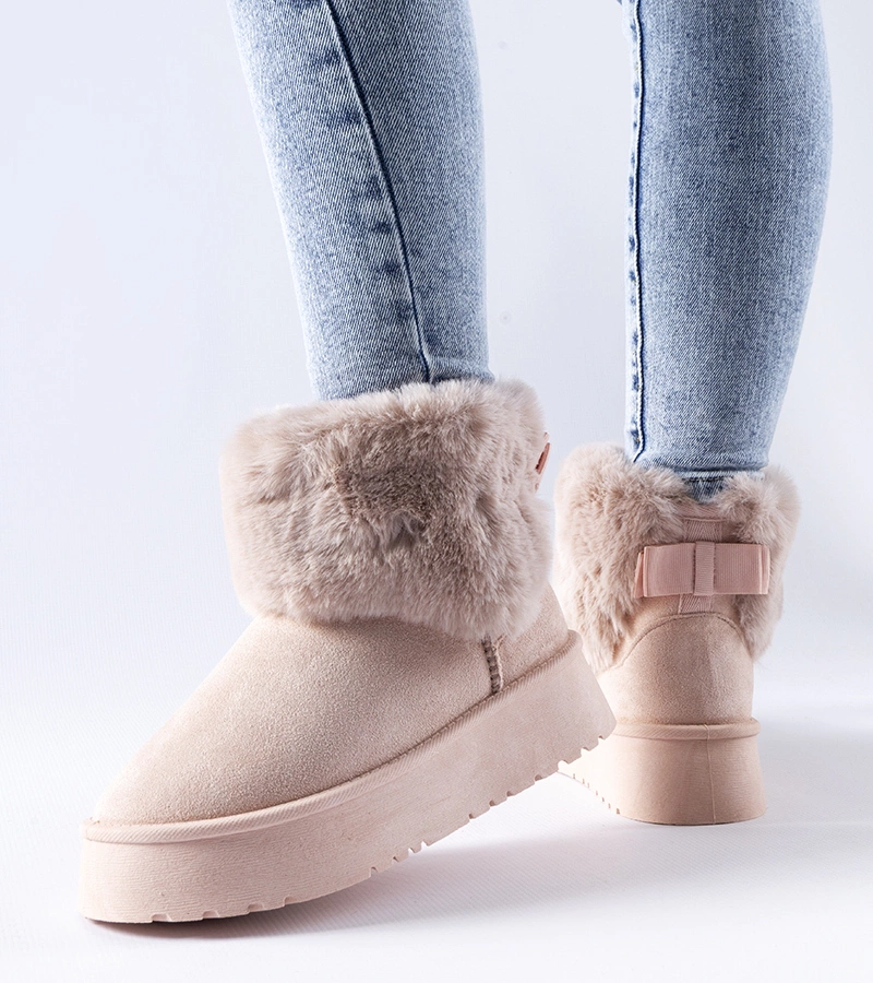 Cizme de zăpadă roz decorate cu blană Adelfia