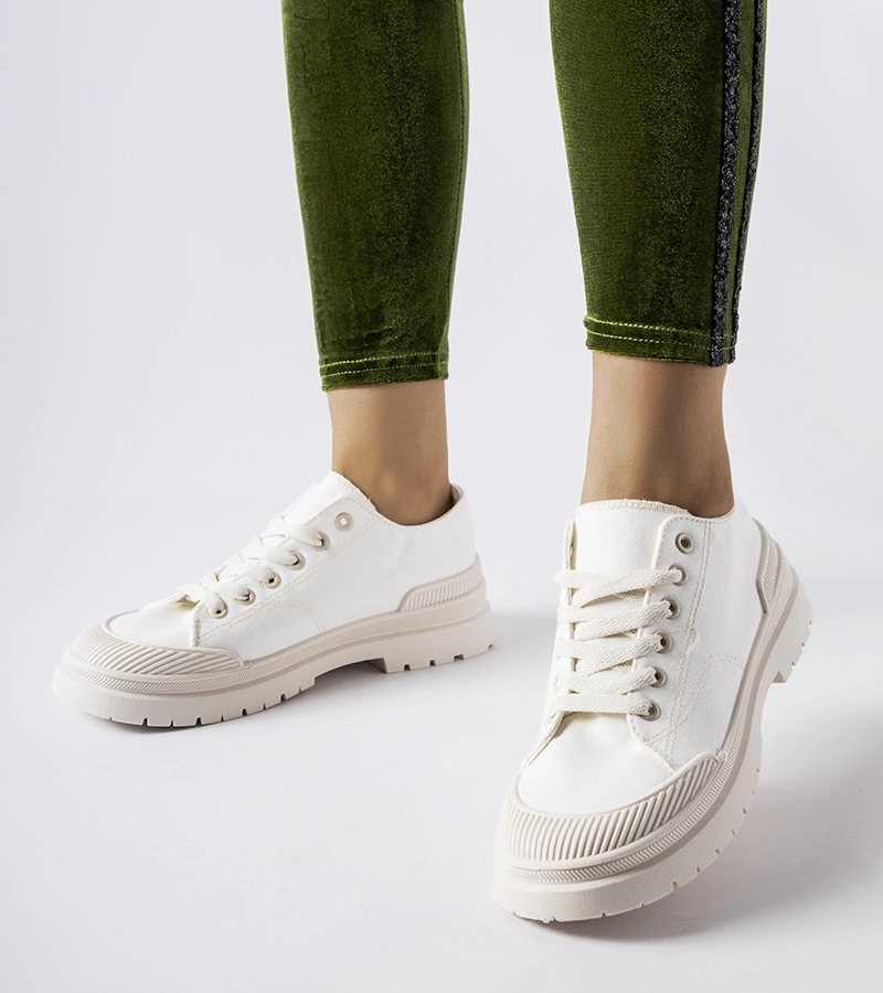 Pantofi de sport din material textil Nassar de culoare albă