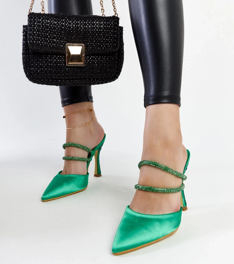 Pantofii cu toc verzi Raffaelina