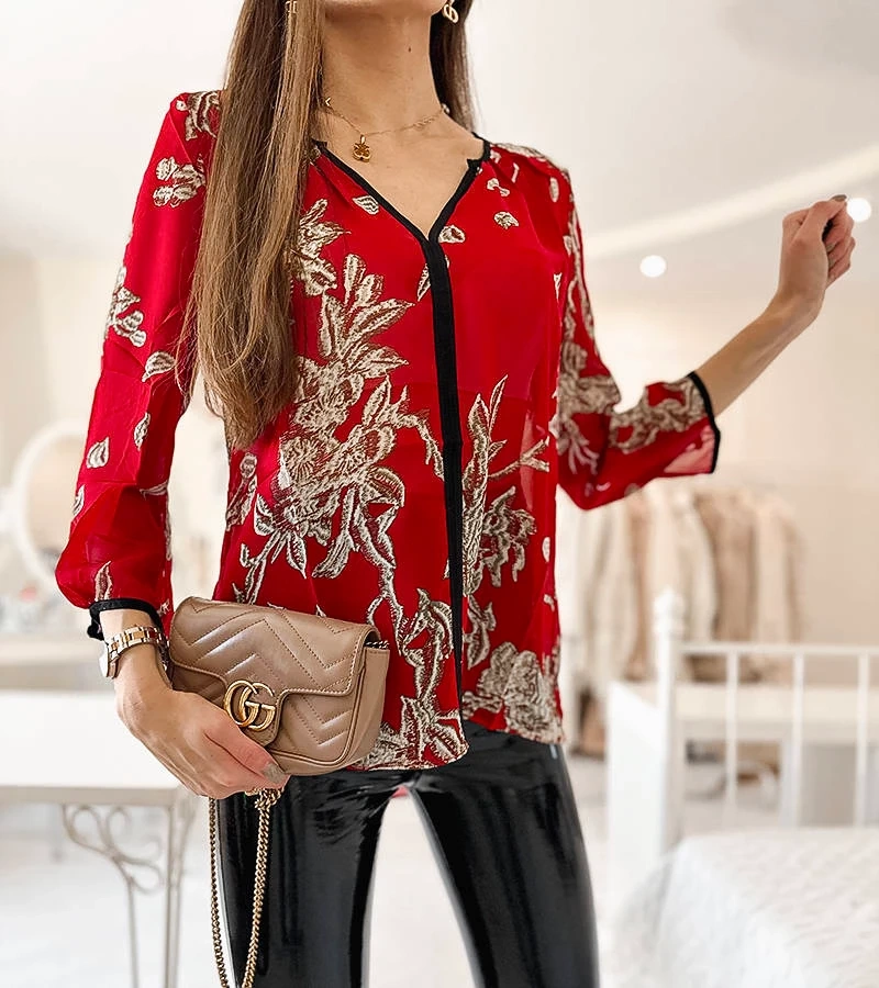 Cămașă roșie cu model Salois