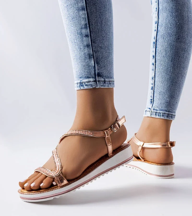 Sandale Orville roz cu zirconiu înfrumusețate cu zirconiu