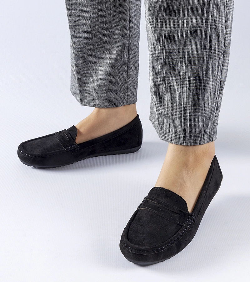 Mocasini negri din ecosuède Cellarengo