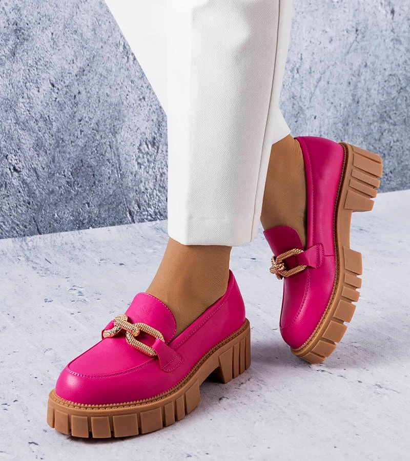 Pantofi roz jumătate cu ornament auriu Adriney