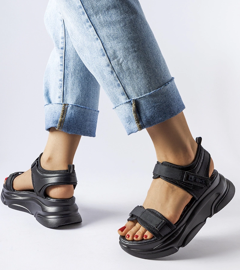 Sandale cu platformă sporty neagră Tampa