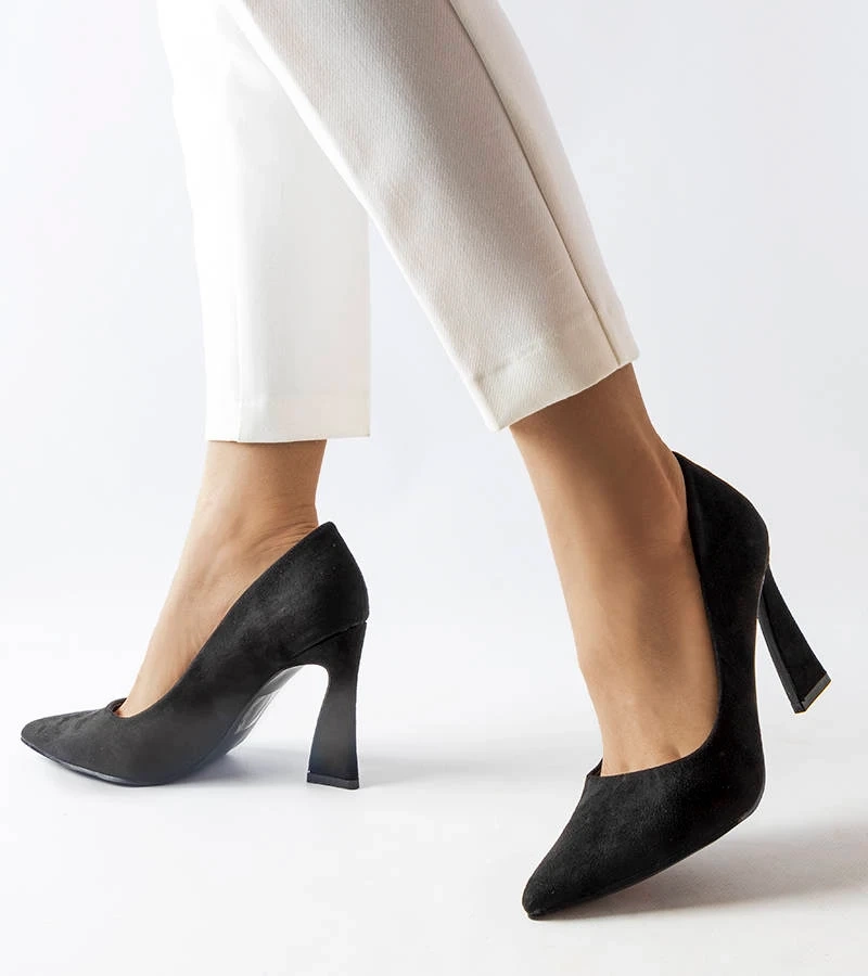 Pantofi stiletto asimetrici negri Linda