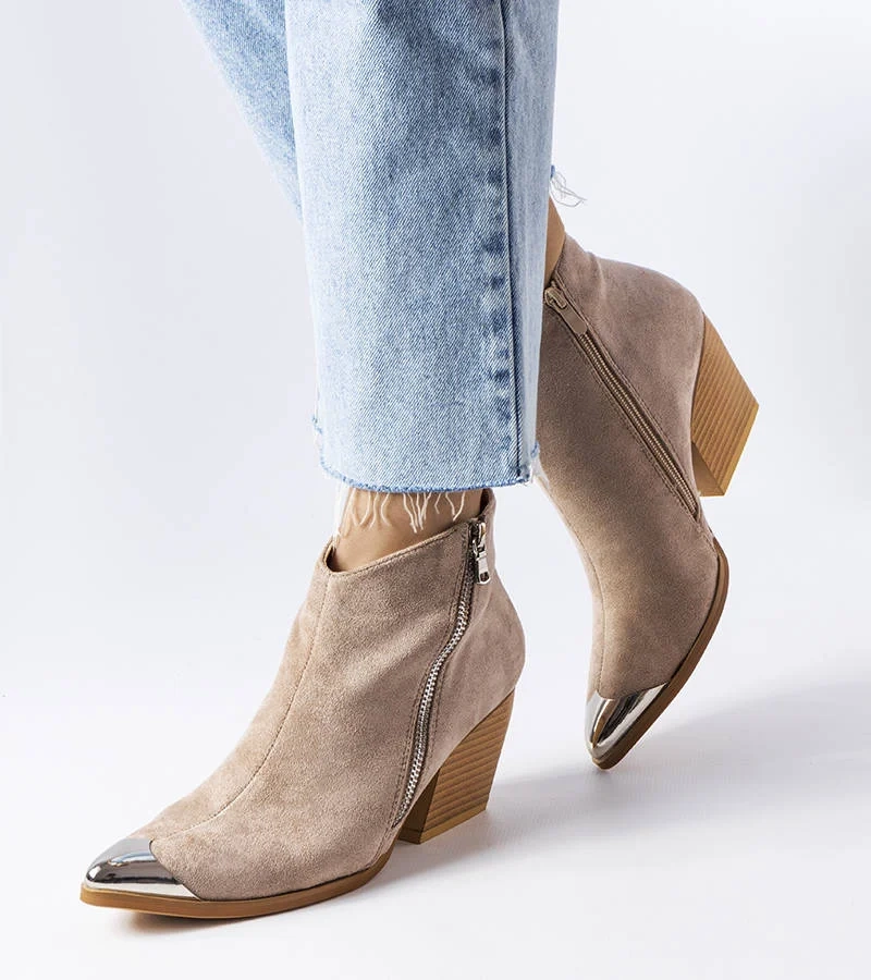 Cizme de cowboy cu nas metalic Vergne bej