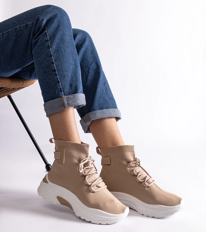 Adidași bej cu partea superioară elastică până la gleznă Arredona