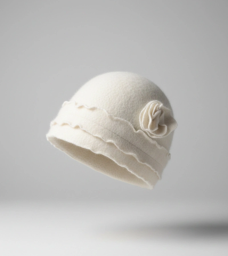 Pălărie albă cu volane Zion