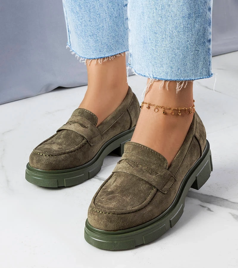 Pantofi Alacoque din piele ecologică verde