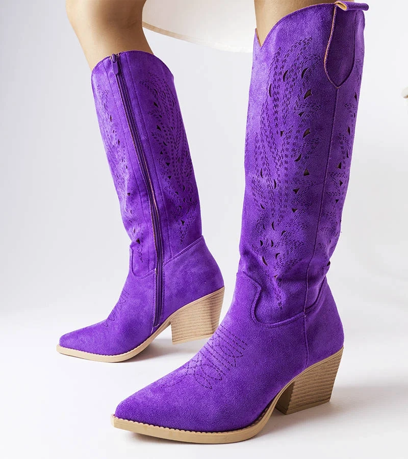 Cizme de cowboy mov cu barete Huntsville