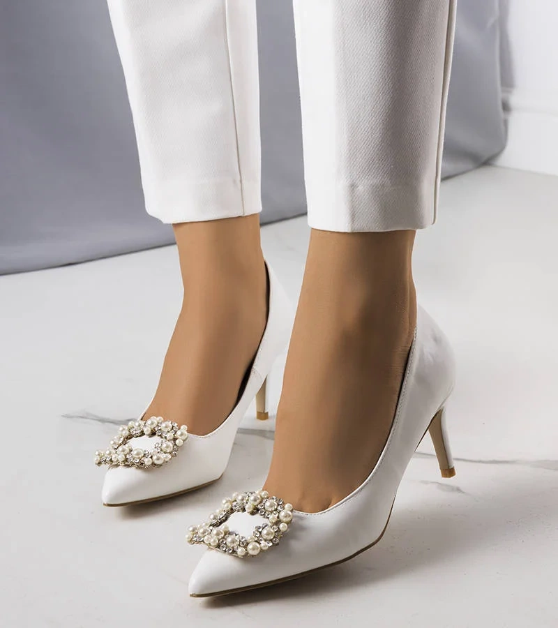 Pantofi stiletto albi Lukis