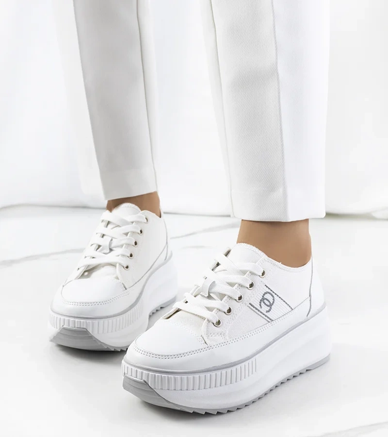 Adidași albi cu talpă înaltă de Barsu