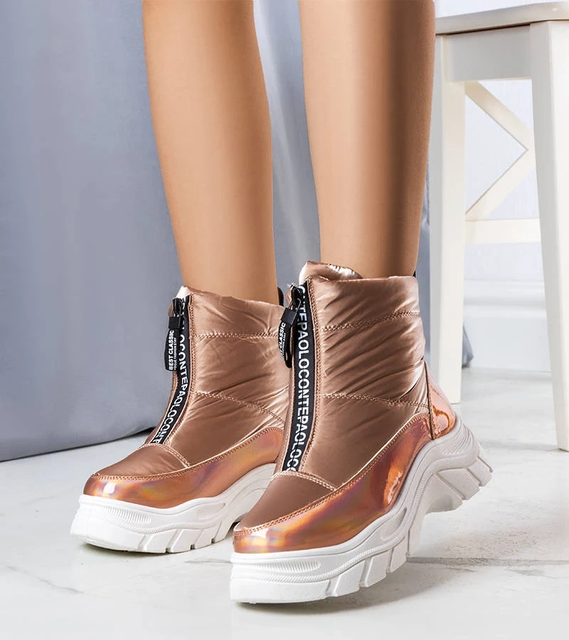 Cizme de zăpadă Leonel lăcuite auriu