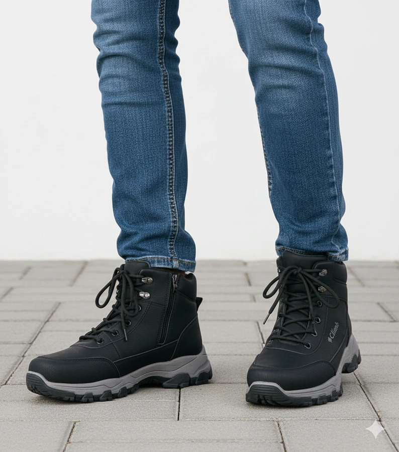 Ghete negre de bărbați îmblănite cu talpă înălțată Pedro