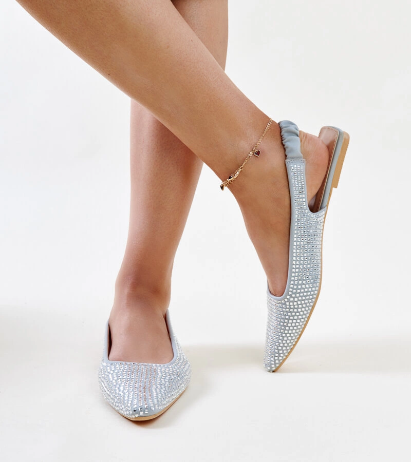 Sandale gri strălucitoare cu călcâiul descoperit de la Nadiana