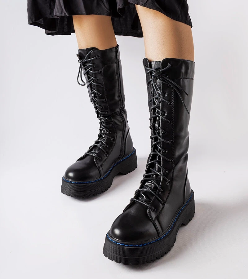 Cizme negre călduroase cu platformă Hide.