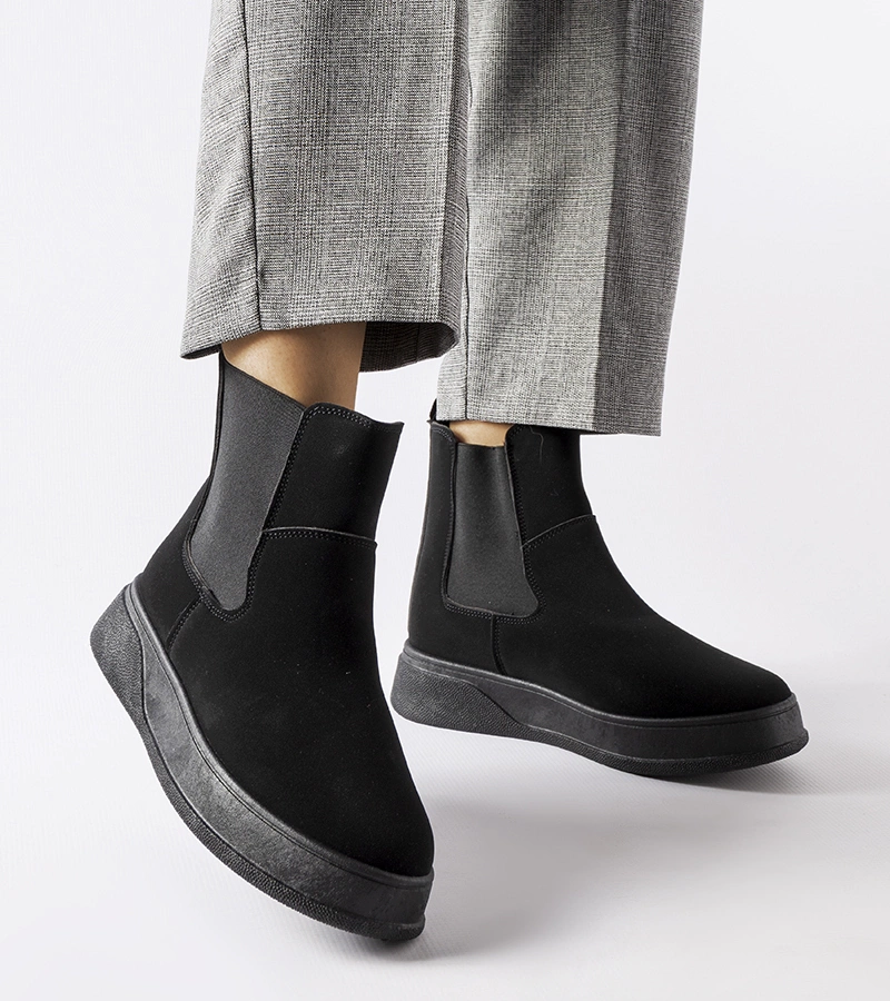 Botine negre cu platformă Benilde