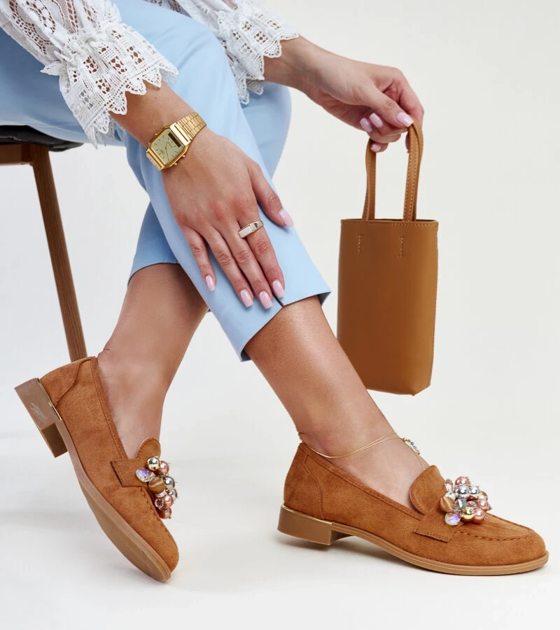 Mocasini maro cu ornamente Dahera