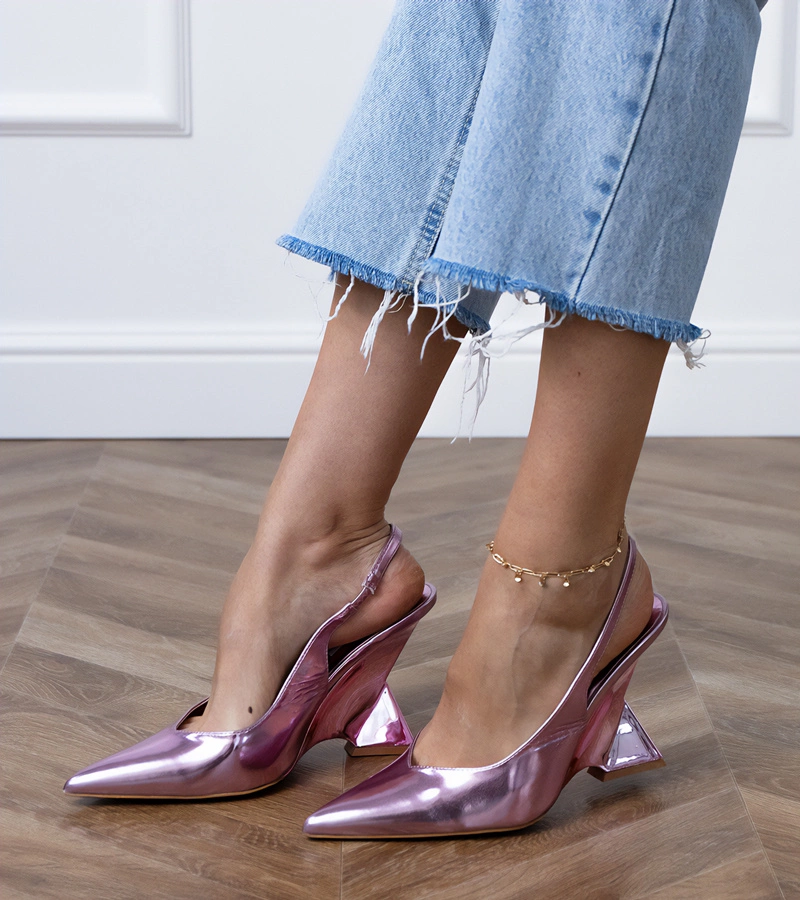 Sandale violet cu platformă geometrică Kokkes