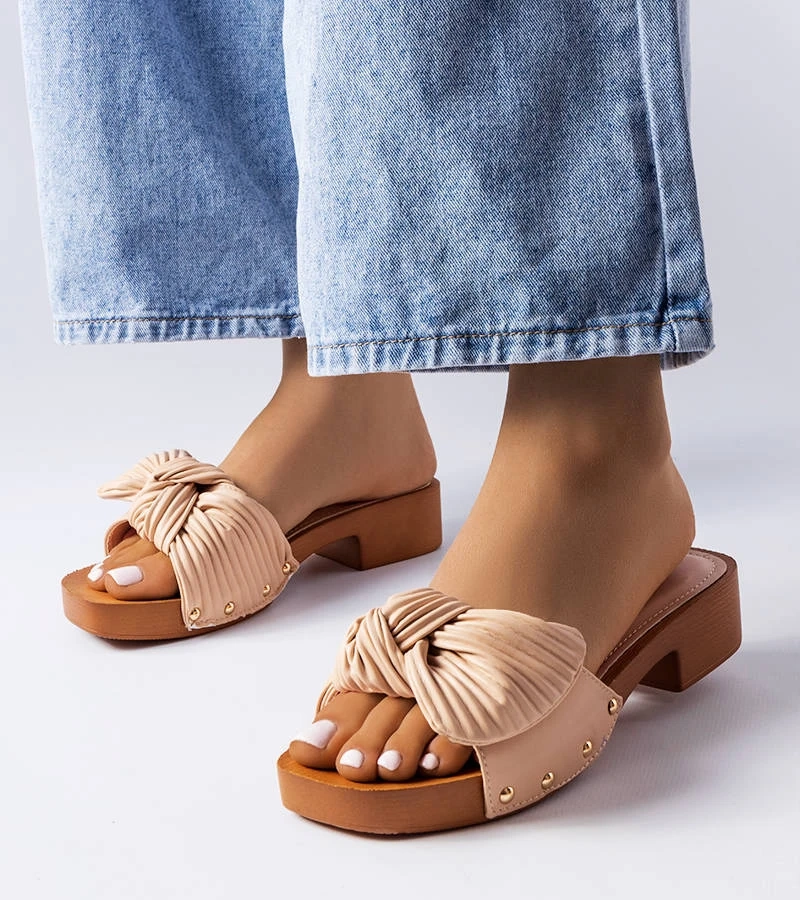 Flip-flops Rochefort bej cu picior jos