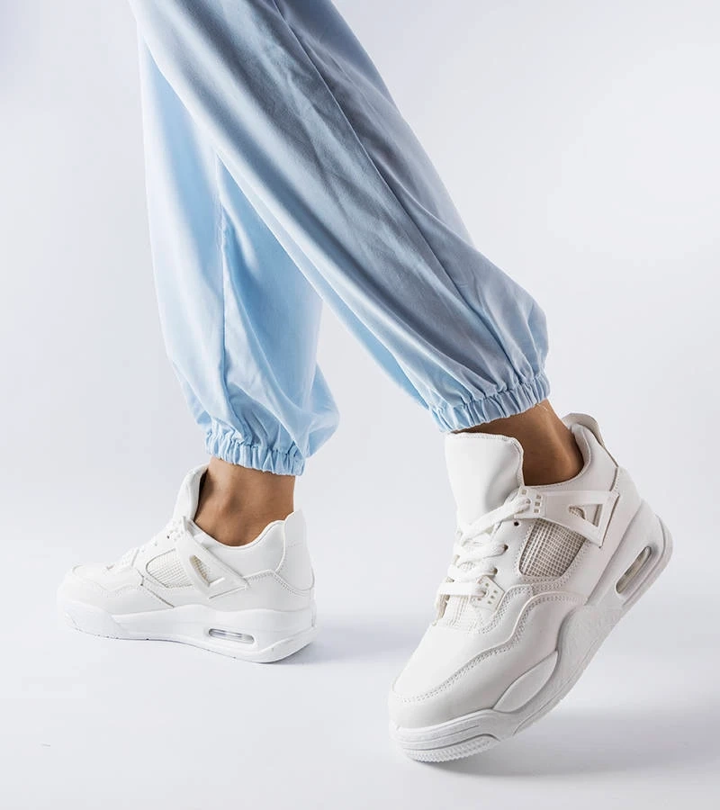 Adidași din material combinat Malas alb