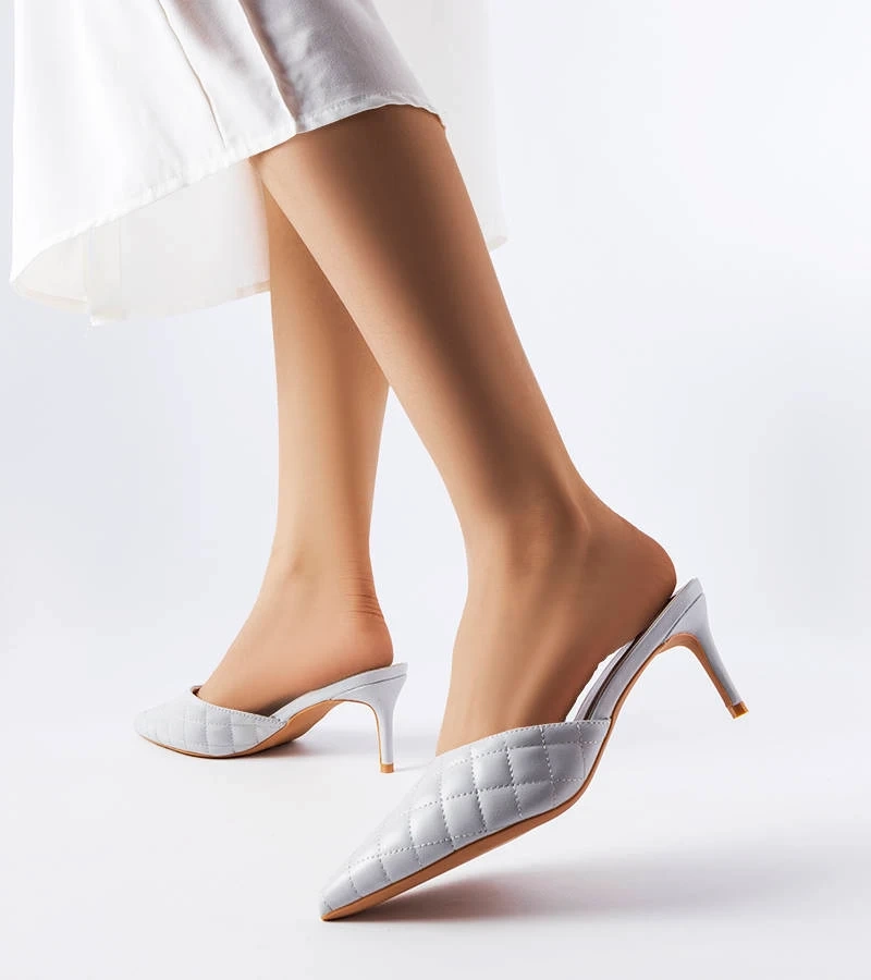 Șlapi stiletto matlasați gri Lambert