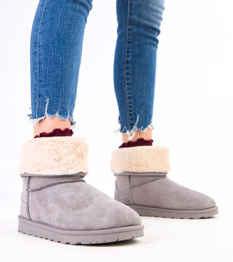 Cizme de zăpadă gri cu blană pe platformă Meggi