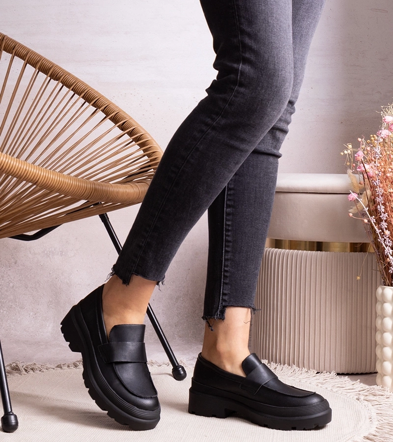 Mocasin negri din piele ecologică Seraphin