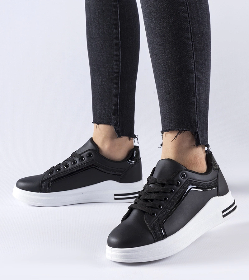 Sneakersi negri pe platformă Mayfield