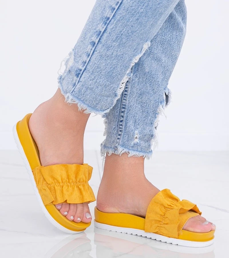 Șlapi muștar cu volan Samanta