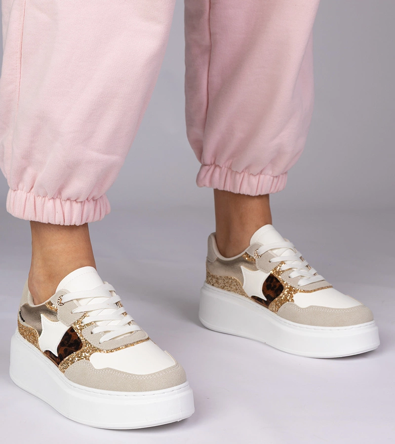 Adidași cu sclipici și imprimeu animalier Bertula