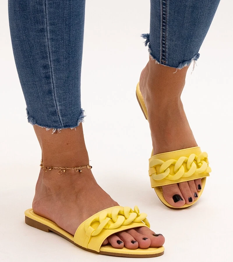 Papuci galbeni cu lanț mat Aliyan