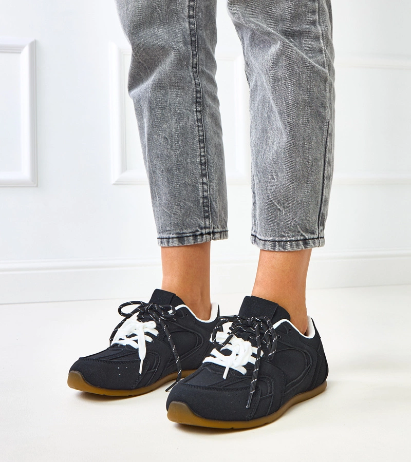 Casey adidași negri cu șireturi duble