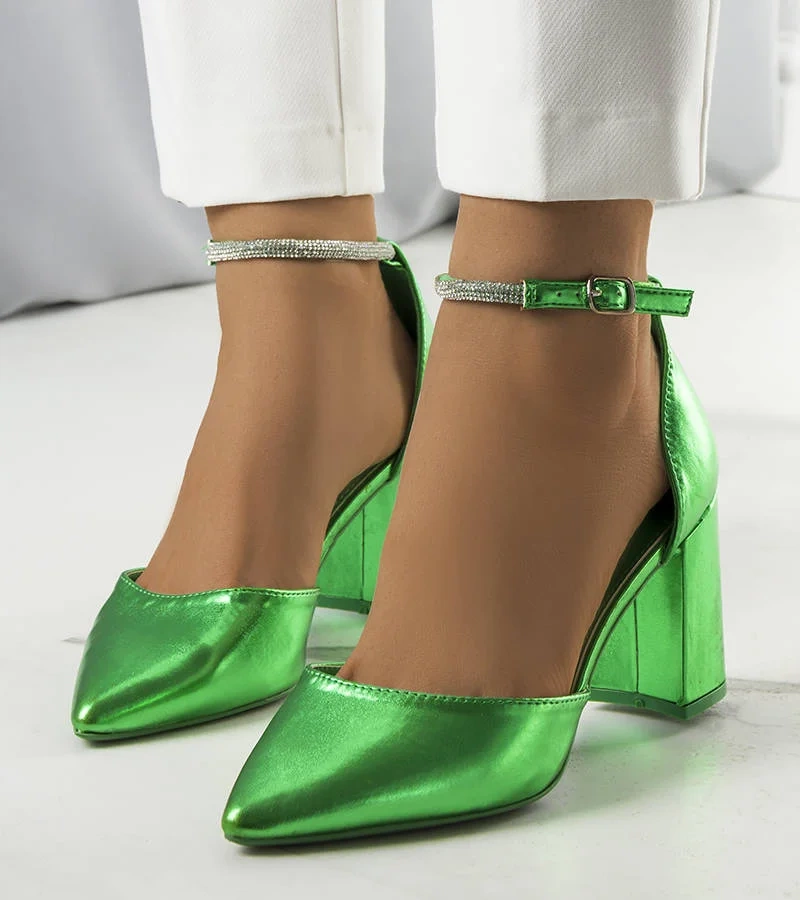 Pantofi cu zirconiu Green Leighton
