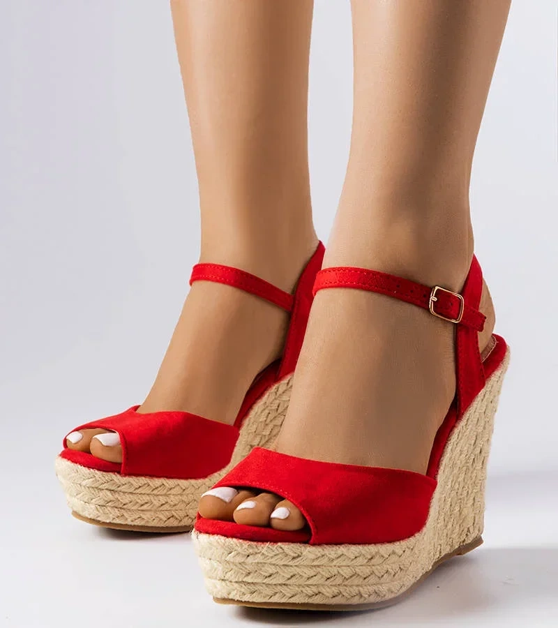 Espadrile roșii pe platforme de Cécile